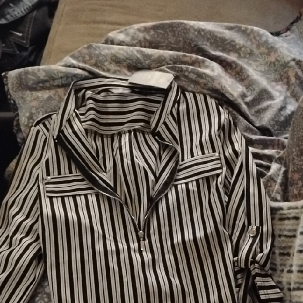Black and White Striped Mid Length Dress